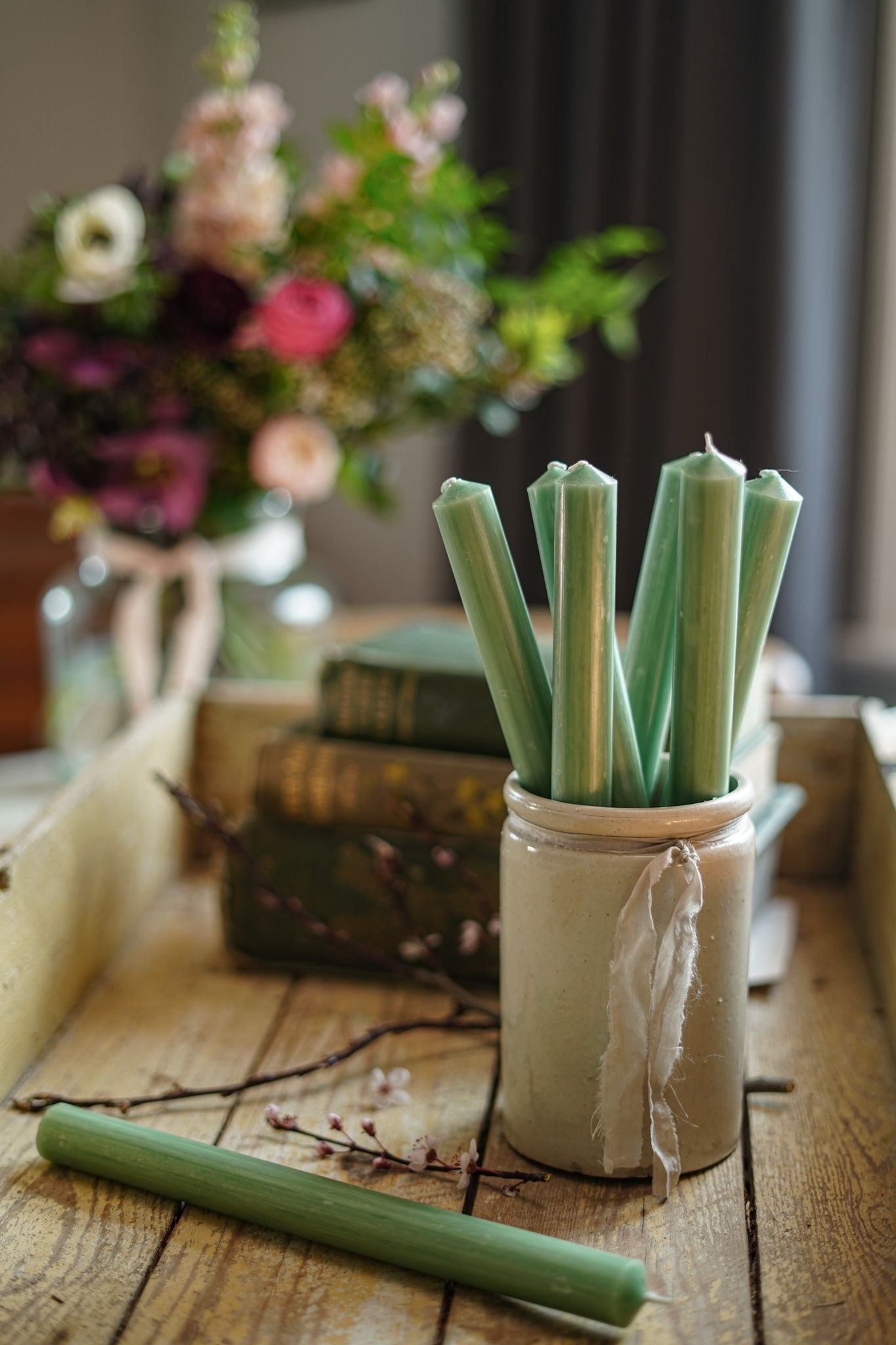 Dinner Candle Solid Colour Avocado