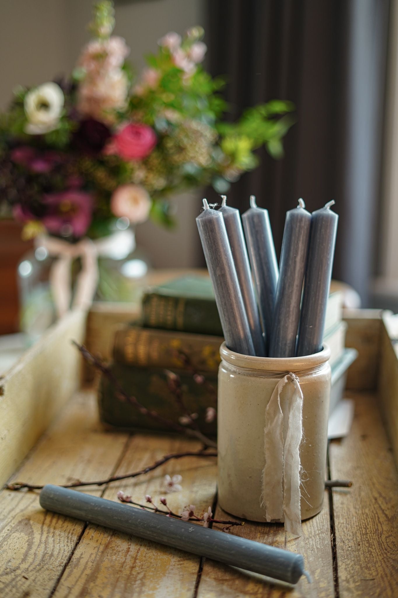 Dinner Candle Solid Colour Taupe (Grey)