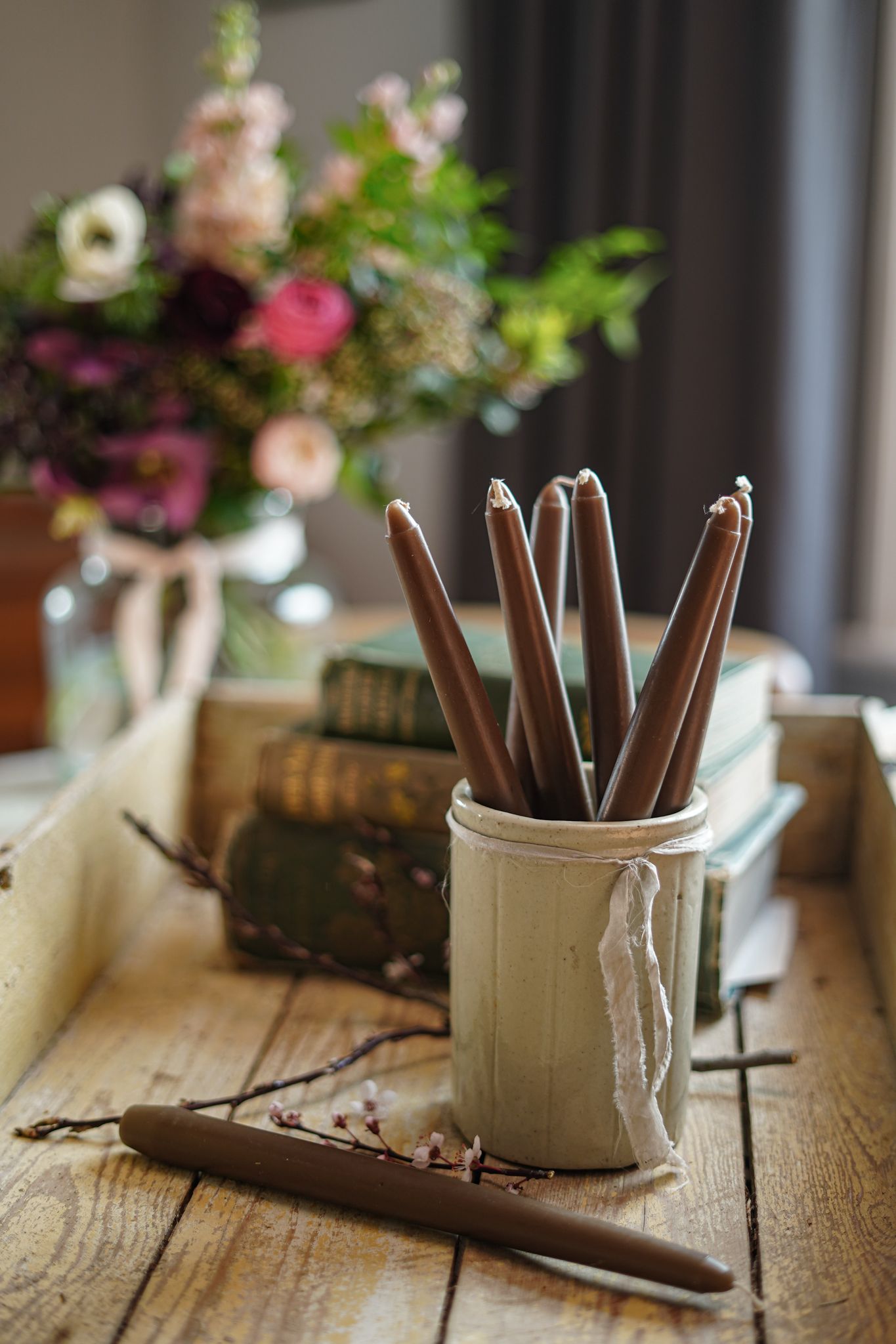 Tapered Dinner Candle Dark Linen