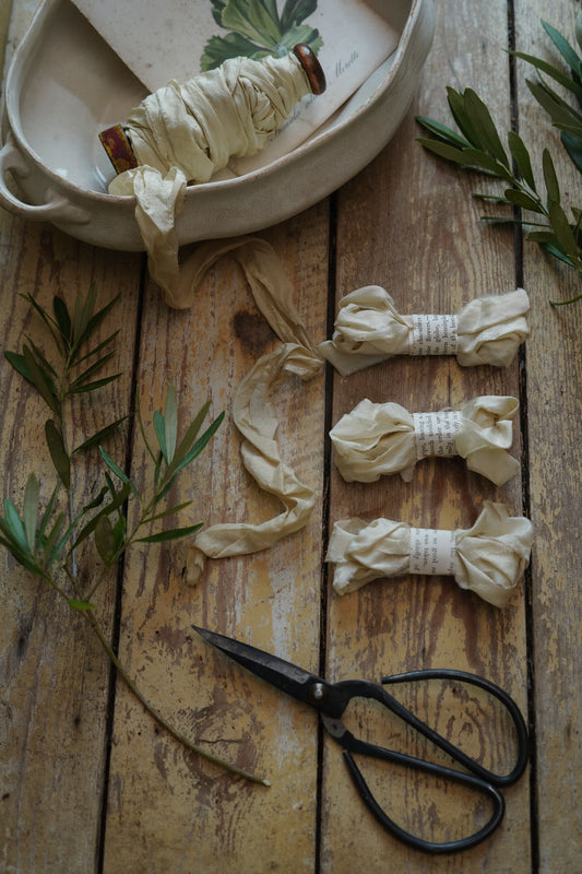 Naturally Dyed Silk Ribbon Antique Ivory